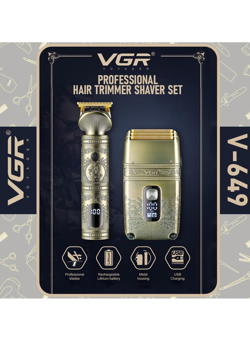 VGR Professional Hair Trimmer Shaver Set - Precision Grooming With Titanium Foils, Detachable T-Blade, And Usb Recharge Ability For Ultimate Convenience , V-649 - Image 3