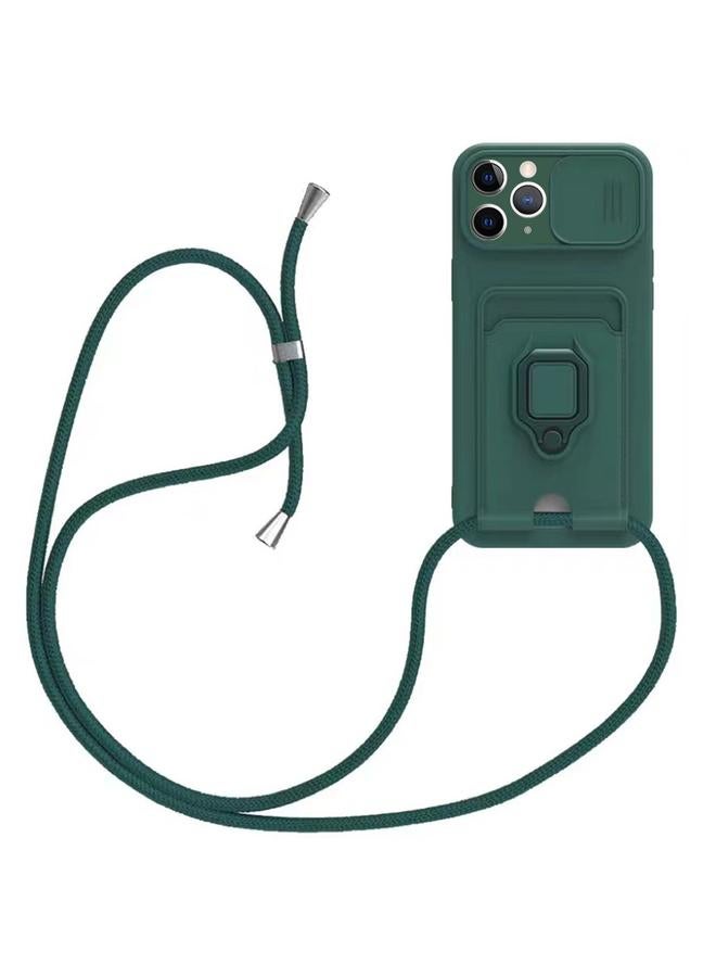 Zaboon Case For iPhone 11 Pro Sliding Camshield Magnetic Card Holder Silicone Phone Case with Lanyard - Image 1