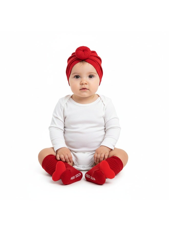 Bambimici Newborn Baby Turban Cap & Anti-Slip Animal Socks Gift Set - Image 1
