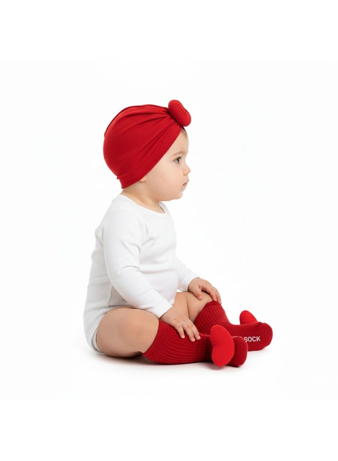 Bambimici Newborn Baby Turban Cap & Anti-Slip Animal Socks Gift Set - Image 2