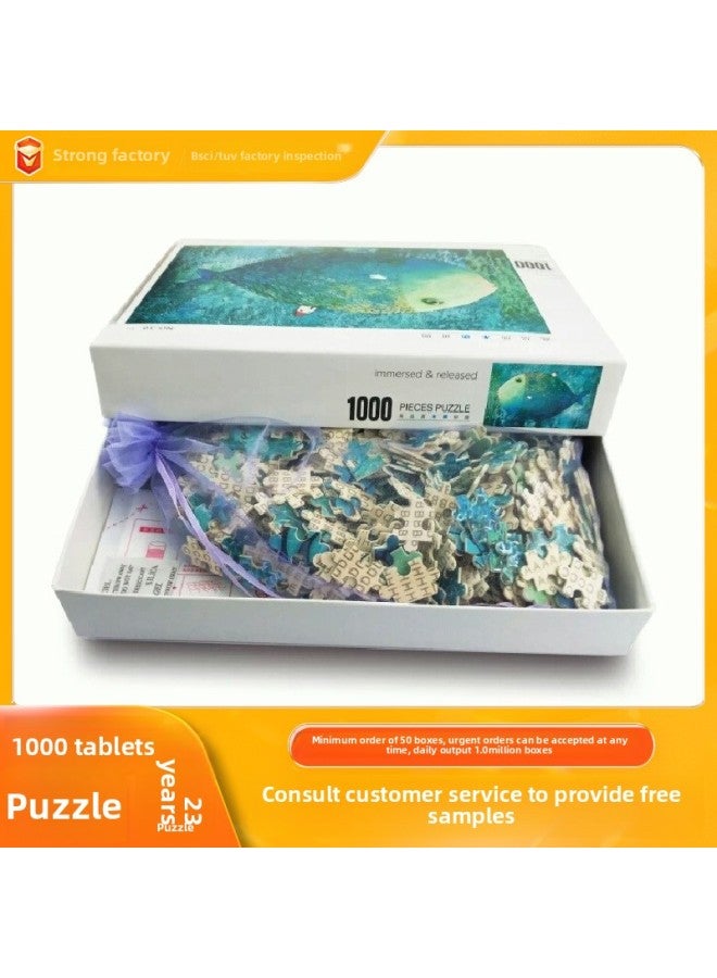 Puzzle Adult 1000 Pieces Of Wood One Thousand Pieces Of Wooden Toys Landscape Adult Decompression Oil Painting Puzzle Manufacturers Wholesale-Color:10-091 Castle Night - Image 2