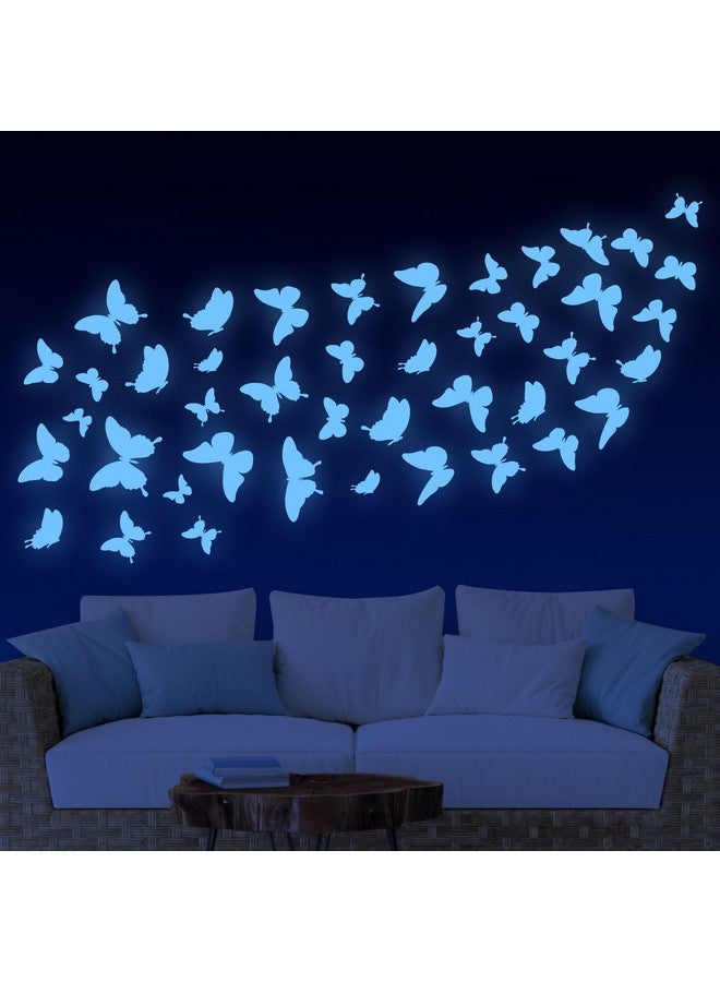 Sondeng Glow in The Dark Butterfly Wall Decals, Glowing Blue Butterfly Wall Stickers, 4 Sheets of Irregular Shaped Glossy Vinyl Stickers for Kids Bedroom, Living Room Wall Decor - Image 4