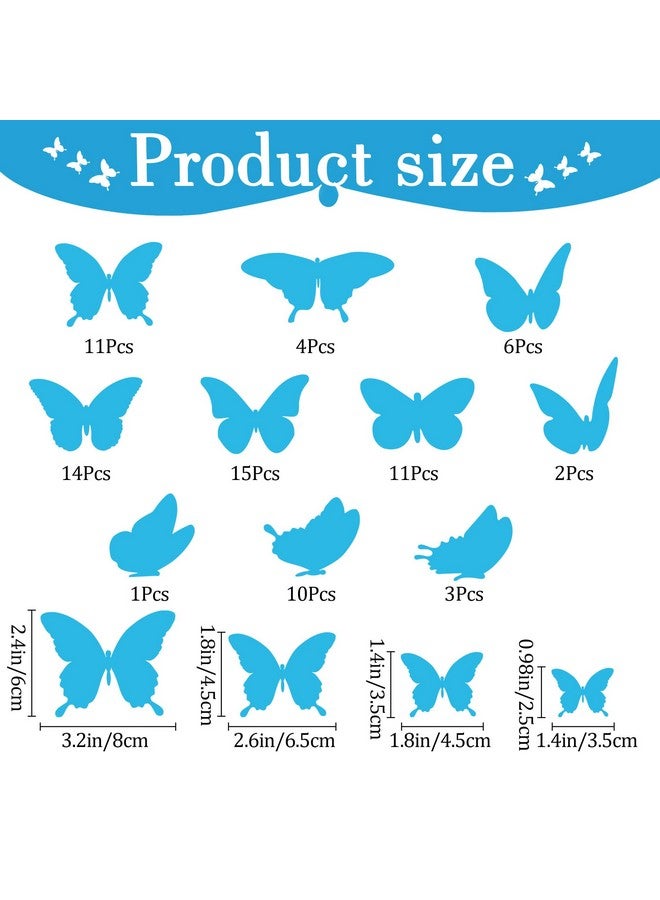 Sondeng Glow in The Dark Butterfly Wall Decals, Glowing Blue Butterfly Wall Stickers, 4 Sheets of Irregular Shaped Glossy Vinyl Stickers for Kids Bedroom, Living Room Wall Decor - Image 3
