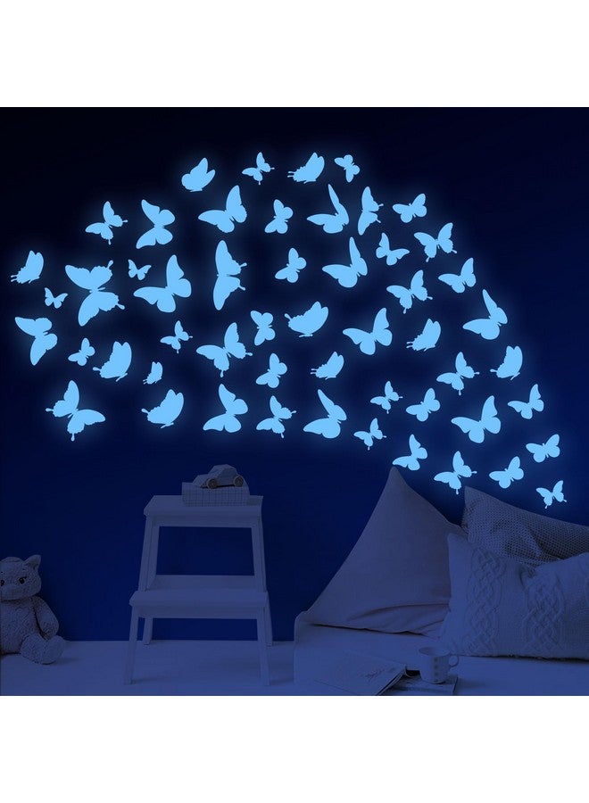 Sondeng Glow in The Dark Butterfly Wall Decals, Glowing Blue Butterfly Wall Stickers, 4 Sheets of Irregular Shaped Glossy Vinyl Stickers for Kids Bedroom, Living Room Wall Decor - Image 1