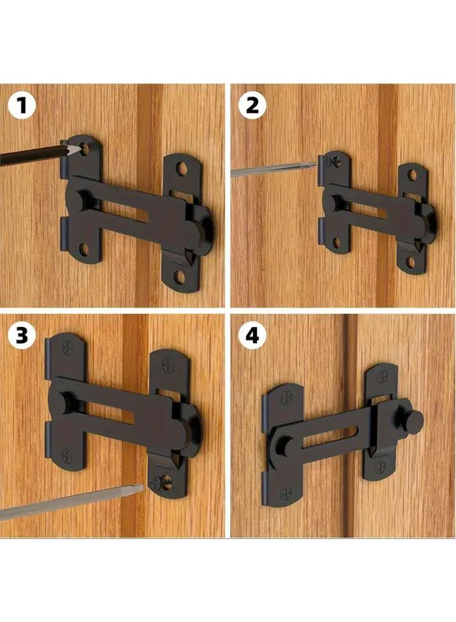 Black Stainless Steel Door Latch Buckle 180 Degree Pivot Easy Install Anti Theft Lock For Barn Doors Pet Cages Cabinets - Image 3
