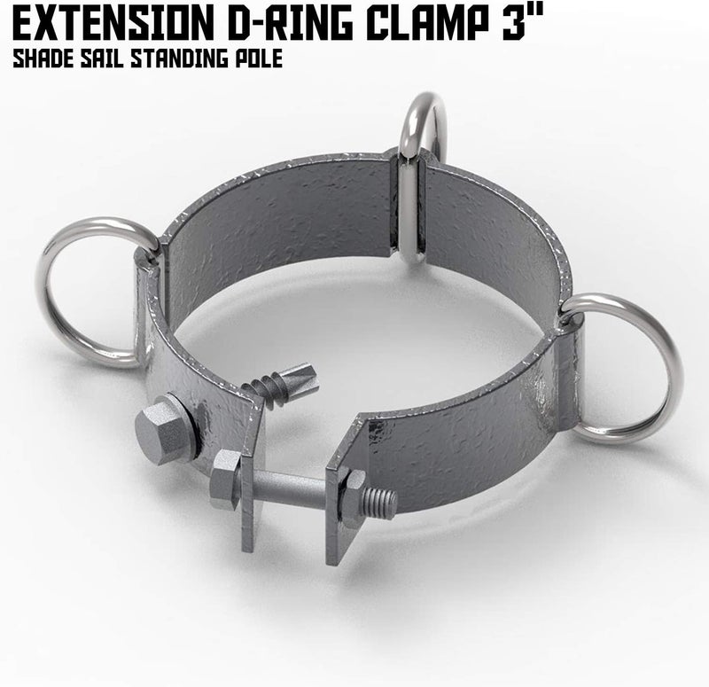 Tang 3" inch D-Ring Clamp for Sun Shade Sail Pole Stand Post Heavy-Duty Awning Canopy Support Poles Space Grey Steel Fence Corner Post - Image 3