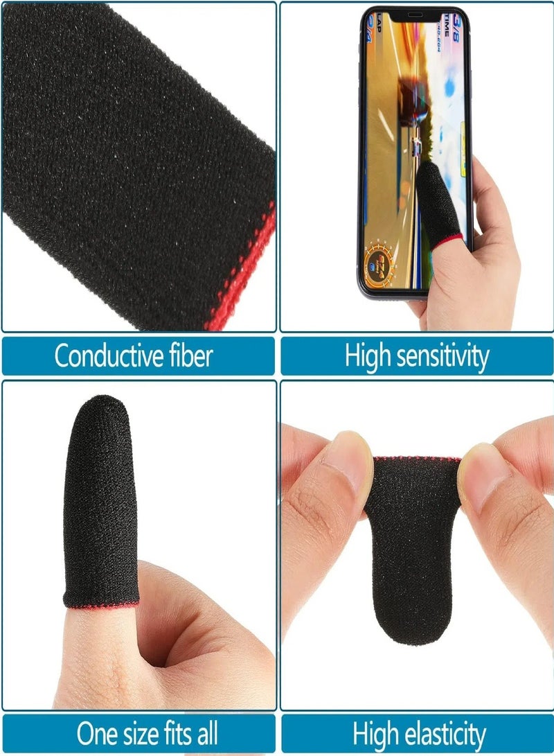 CHU DAI 6-Pack Game Finger Sleeve Thin Breathable Anti-Sweat Anti-Slip Finger Thumb Sleeve Gaming Finger Cots Gloves for Aim Keys Cell Phone Gaming Finger Sleeves Gaming Accessories(Black-Red ) - Image 3