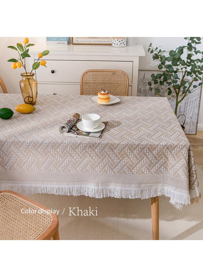 Bluejw Ins Style Cotton Linen French Style Tablecloth Small Round Table Light Luxury High Feeling Birthday Photo White Japanese Style Coffee Table Long Tablecloth - Image 1