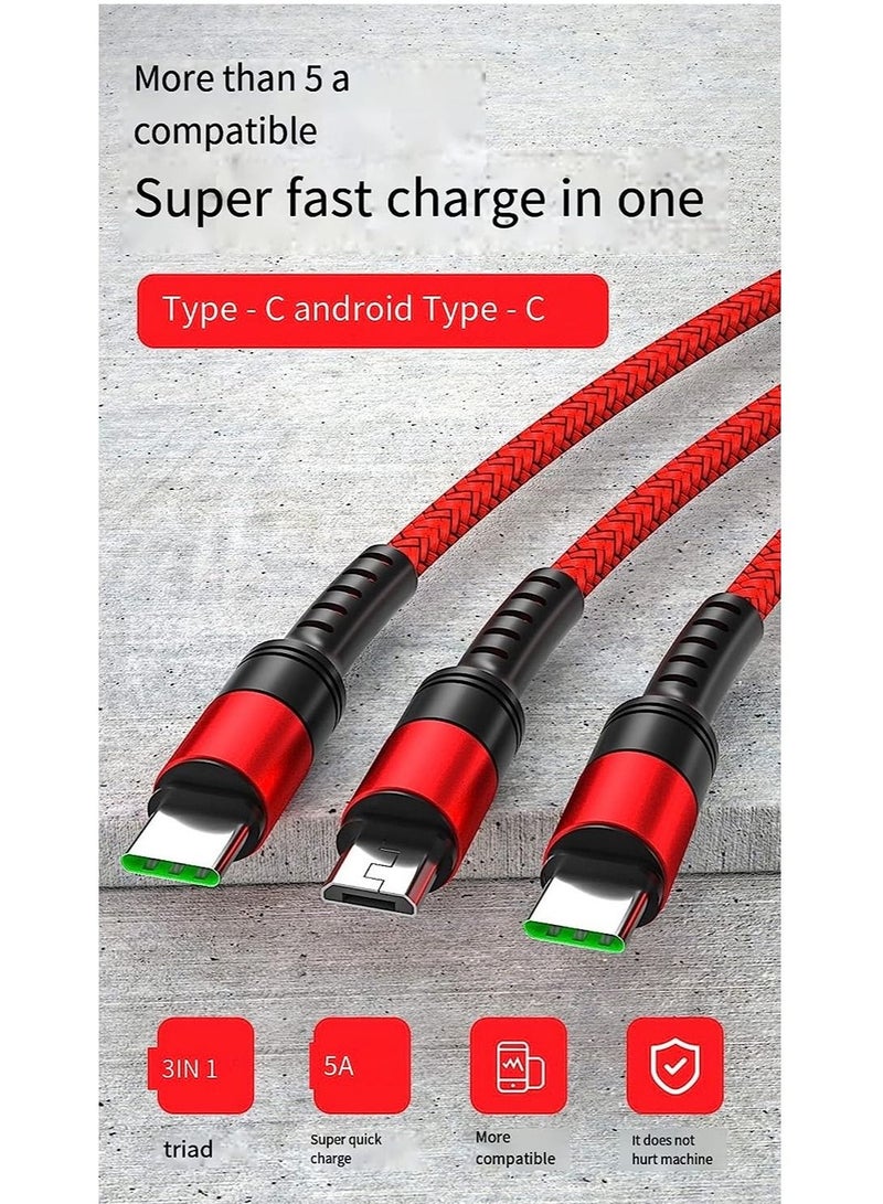 3 in 1 Multi 5A original fast charging 1.2m cable, CE, FCC, ROSH Certified, Lighting/Type C/Micro, compatible with iPhone 3A /Huawei - Image 4