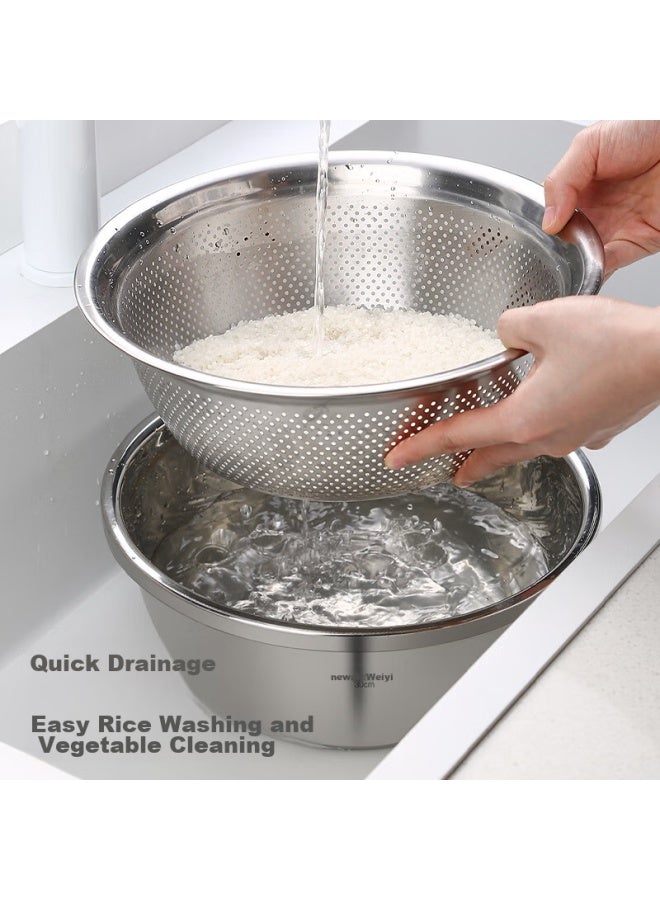 Newair Stainless Steel Vegetable Washing Basin, Draining Basket, Rice Washing Sieve, Rice Washing Basin, Kitchen Fruit Basket, Household Draining Colander Set - Image 2