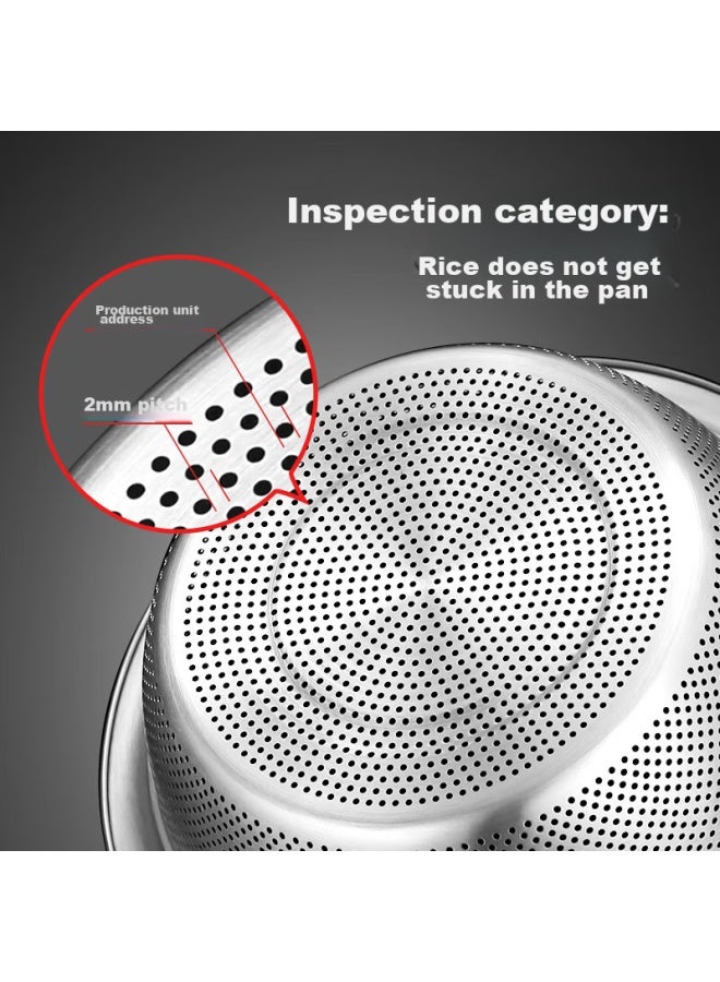 Newair Stainless Steel Vegetable Washing Basin, Draining Basket, Rice Washing Sieve, Rice Washing Basin, Kitchen Fruit Basket, Household Draining Colander Set - Image 3