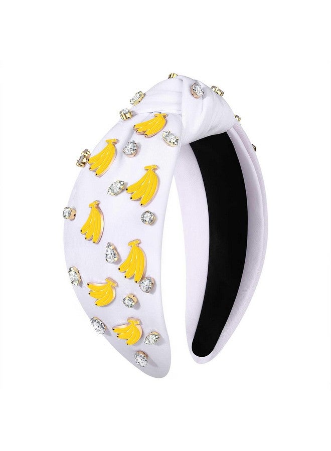 CEALXHENY Summer Fruit Headbands For Women Tropical Strawberry Pineapple Banana Watermelon Headbands Jeweled Rhinestone Knotted Headbands Summer Beach Hair Accessories Outfits Vacation Gifts (Fruit Cwhite) - Image 1
