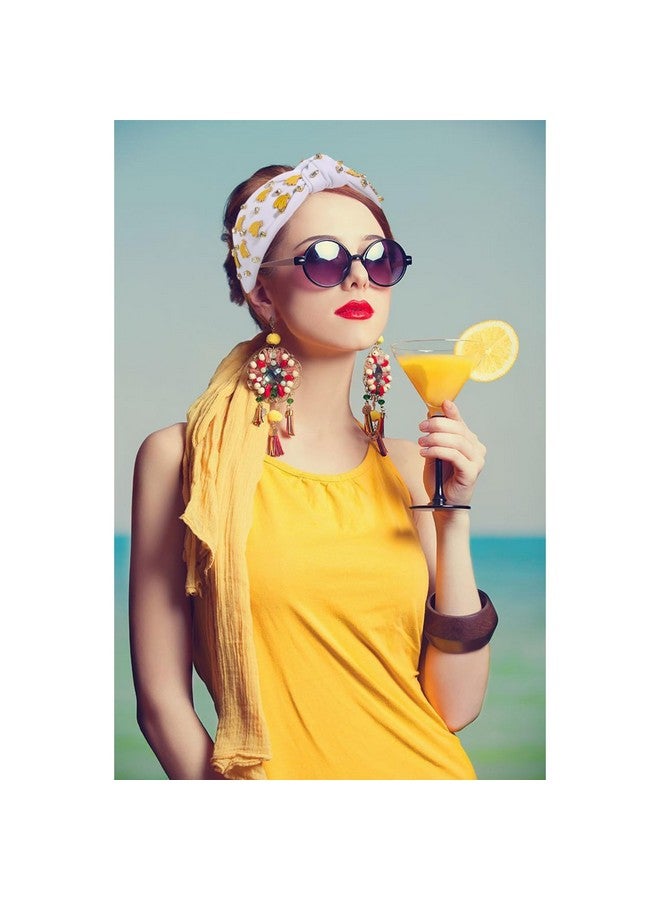 CEALXHENY Summer Fruit Headbands For Women Tropical Strawberry Pineapple Banana Watermelon Headbands Jeweled Rhinestone Knotted Headbands Summer Beach Hair Accessories Outfits Vacation Gifts (Fruit Cwhite) - Image 2