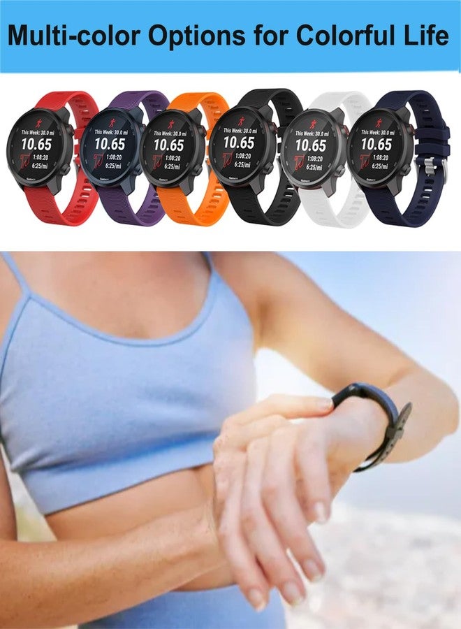 أحزمة ساعات سيليكون مقاس 20 مم لساعات Garmin Forerunner 55 165 245 645، 3 قطع من أحزمة رياضية لساعات Vivoactive 6 و Vivoactive 5 و Venu Sq و Venu Sq 2 و Approach S70 الذكية (أسود + أزرق فاتح + برتقالي) - Image 5