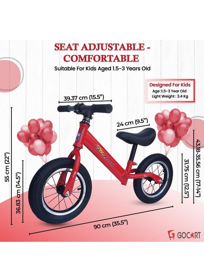 GOCART WITH G LOGO GOCART WITH G LOGO Lightweight Pedal Free Adjustable Seat Spokes Wheel Balance Bmx Bike Bicycle For Girls And Boys (Red, Black), Rigid - Image 2
