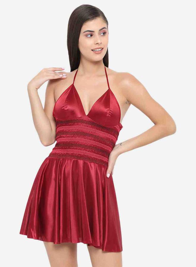 Take Two Shirred Halter Neck Satin Babydoll By KLAMOTTEN - Image 3