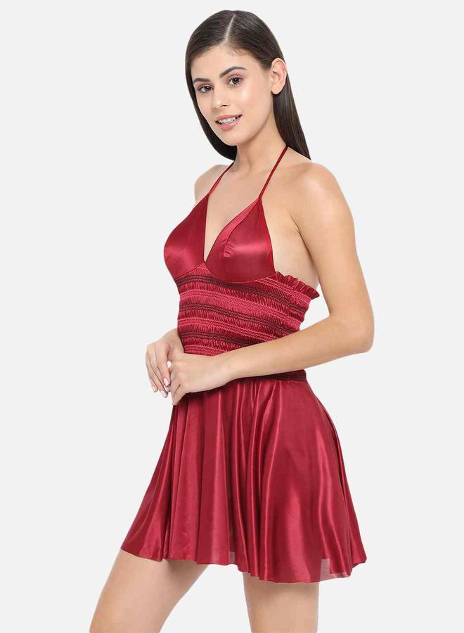 Take Two Shirred Halter Neck Satin Babydoll By KLAMOTTEN - Image 4