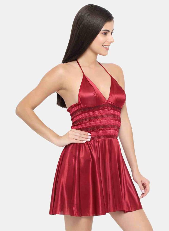 Take Two Shirred Halter Neck Satin Babydoll By KLAMOTTEN - Image 5