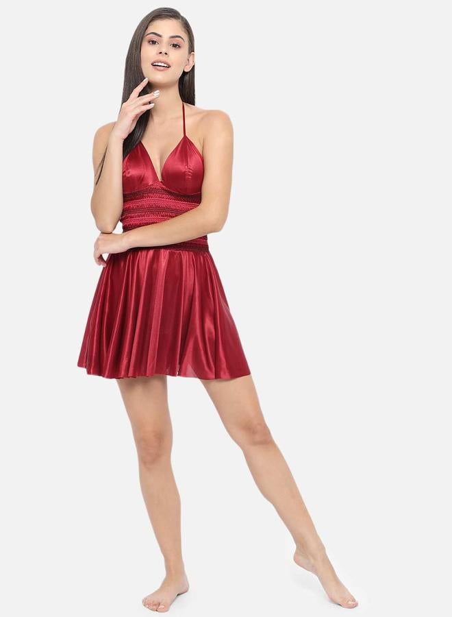 Take Two Shirred Halter Neck Satin Babydoll By KLAMOTTEN - Image 1