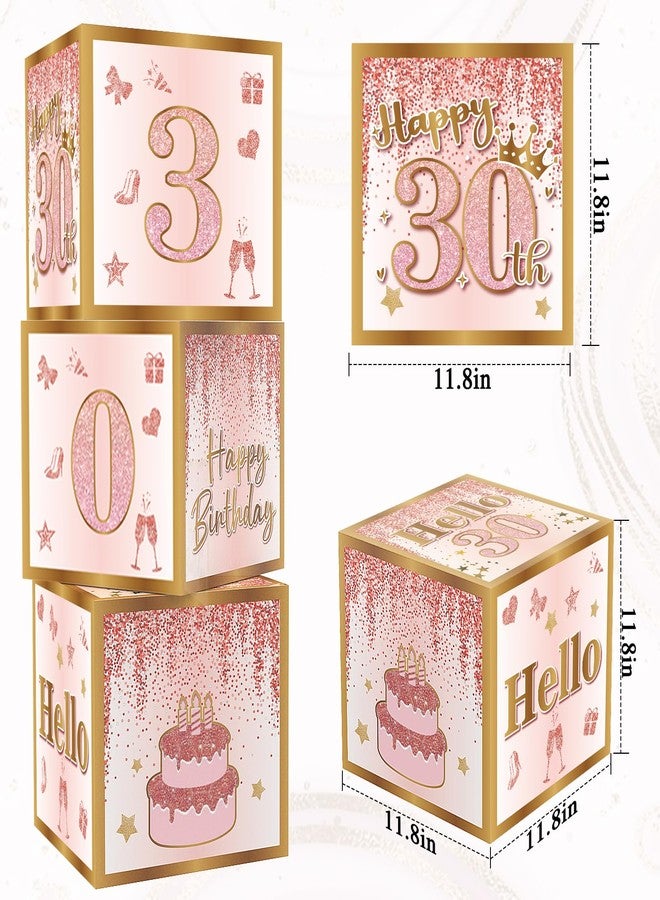 RTHPY 30th Birthday Decorations for Her,30 Year Old Boxes Decor for Girls Women Happy 30th Birthday Banner Kits Pink Rose Gold Number 30 Foil Balloons Party Supplies Rose Gold Tassel Curtain - Image 3