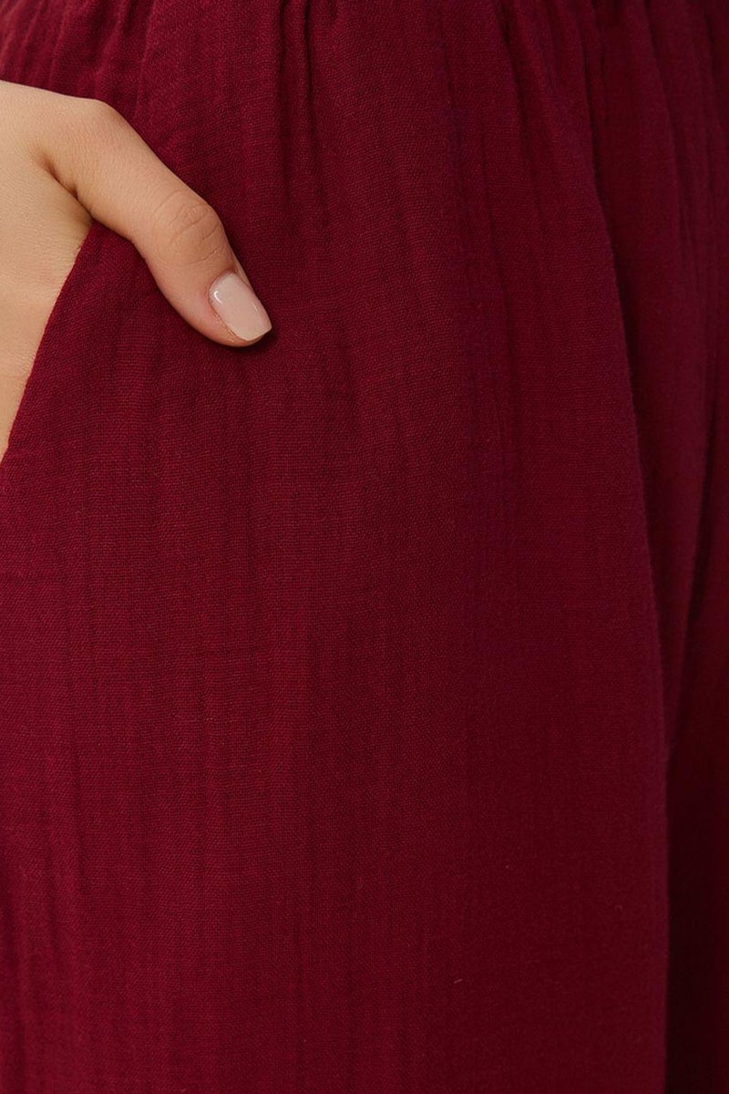 Happiness İstanbul ISTANBUL Wide Leg Drawstring Waist Pants with Binding Detail - Image 5