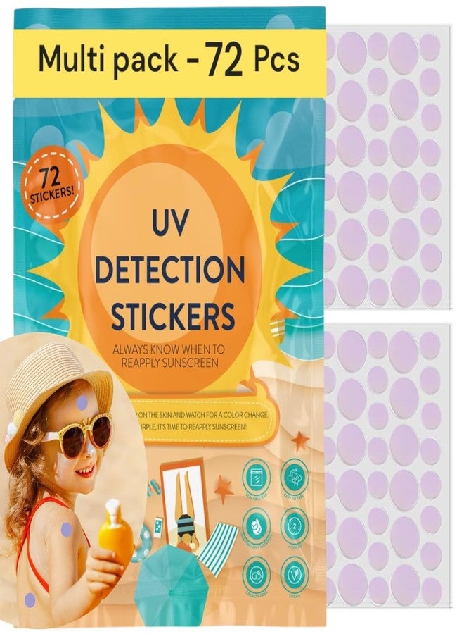 Joyful Artistry UV Stickers for Sunscreen - 72 PCS UV Detection Stickers, Kid Friendly Sun Protection Reminder, Sunscreen Patches, Summer and Beach Vacation Essentials (72) - Image 1