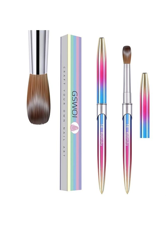 GSWOI 100% Kolinsky Acrylic Nail Brush,3D Pure Handmade Round Shape (Size 8/10/12/14/16/18) Nail Brushes for Acrylic Application, Professional Nail Art Brush Manicure for Women (#14) - Image 1