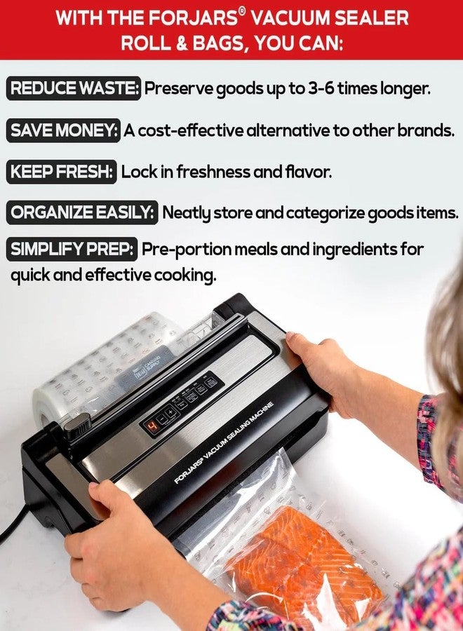 ForJars Vacuum Sealer Bags For Food Storage - Method Sous Vide Cooking - Pack of 200 count Pre-Cut Size Bags, Perfect for Food Storage - Ideal for Home & Commercial Use, 7.5 Mil Thickness(8x12/200pcs) - Image 3