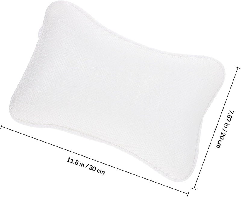MAGICLULU Mesh Bath Pillow with Suction Cups 3D Mesh Bathtub Headrest Bone Shape Neck Support Bath Spa Pillow for Adults White - Image 2