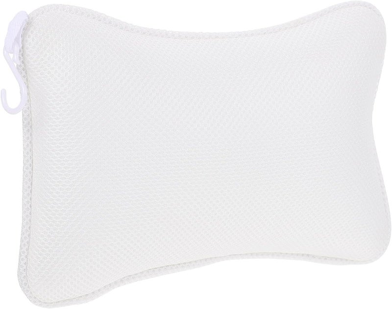 MAGICLULU Mesh Bath Pillow with Suction Cups 3D Mesh Bathtub Headrest Bone Shape Neck Support Bath Spa Pillow for Adults White - Image 1