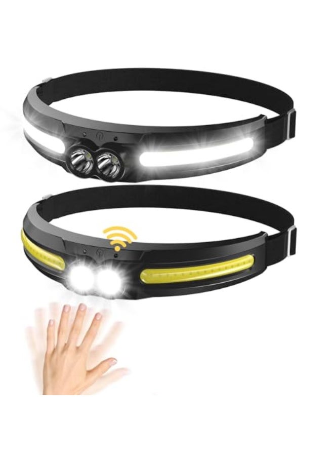 Rechargeable LED Headlamp - 300° Wide Beam Head Lamp, 750 Lumen 14 Modes Head Lights, 84H Standby Energy - Camping Accessories Gear, Waterproof Sensor Flashlight for Running Camping Fishing - Image 1