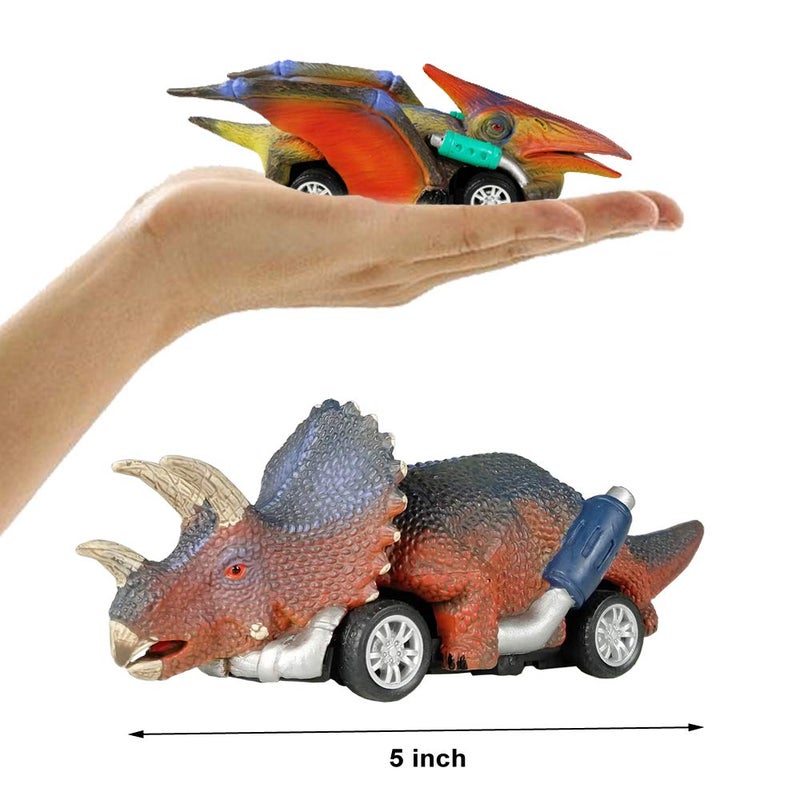 DINOBROS Dinosaur Toy Pull Back Cars,6 Pack Dino Toys for 3 Year Old Boys Girls and Toddlers,Boy Toys Age 3,4,5 and Up,Pull Back Toy Cars,Dinosaur Games with T-Rex - Image 4