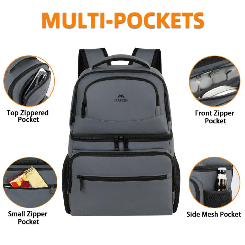 MATEIN Cooler Backpack, 26 Cans Insulated Lunch Backpack for Men Women, Leakproof Double Layer Lunch Cooler Bag Lightweight Soft Lunch Backpack with Cooler Compartment, Beach Camping Hiking Beer Gifts - Image 5