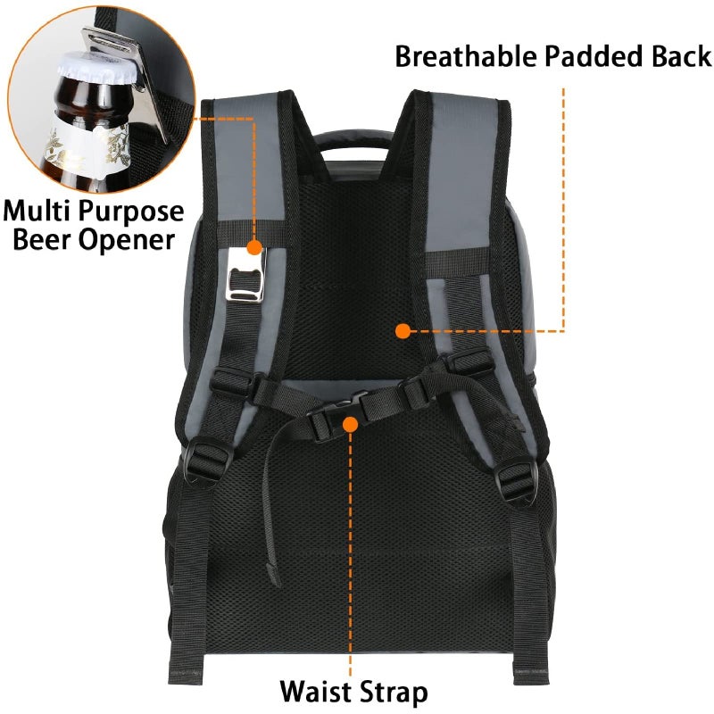 MATEIN Cooler Backpack, 26 Cans Insulated Lunch Backpack for Men Women, Leakproof Double Layer Lunch Cooler Bag Lightweight Soft Lunch Backpack with Cooler Compartment, Beach Camping Hiking Beer Gifts - Image 4