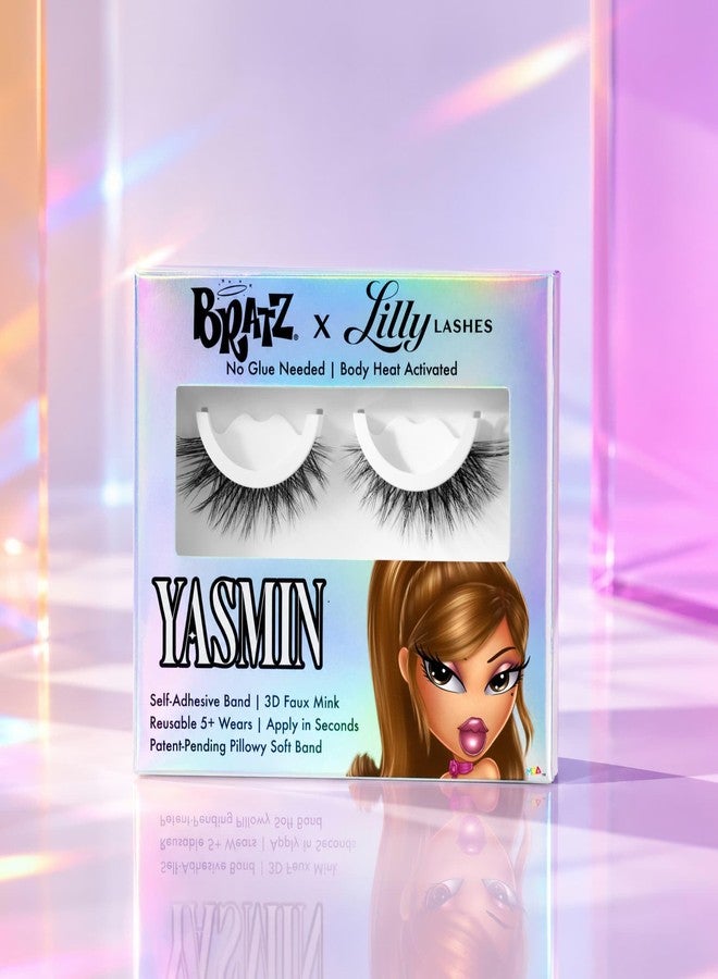 Lilly Lashes BRATZ Collab Yasmin Lash, Self-Adhesive Full Volume Medium Length Rounded Flare, 13mm Boho Criss-Cross Faux Mink, Reusable Press On Lashes, No Glue Needed, 25th Anniversary Limited - Image 3