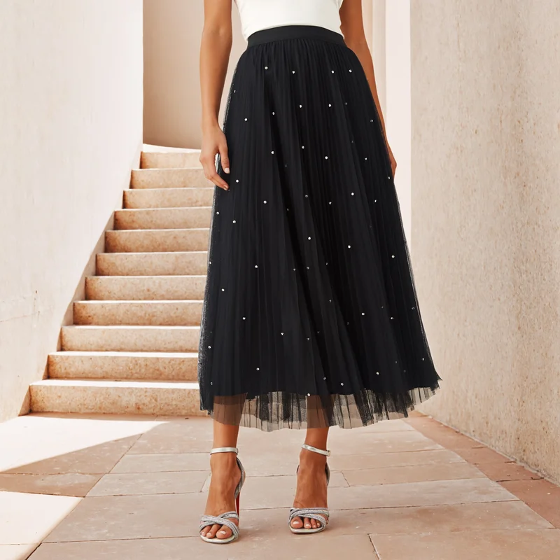 2Xtremz 2Xtremz Embellished Mesh Midi Skirt