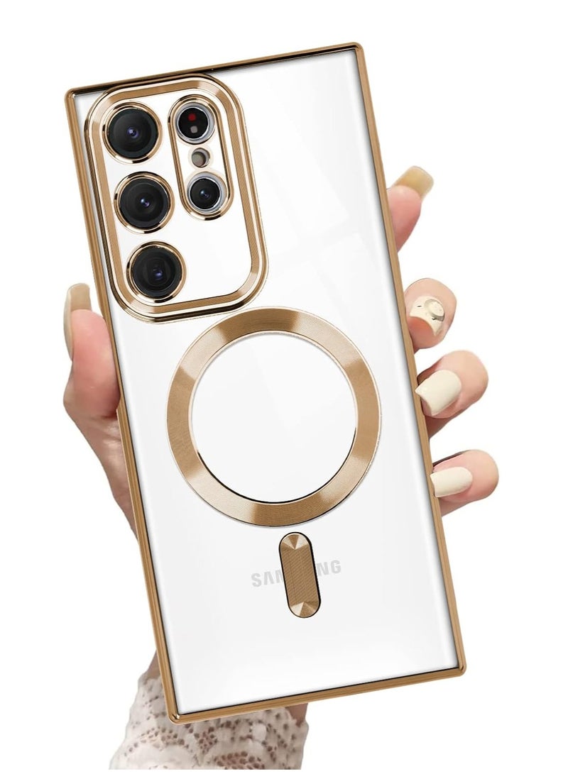 ELTRAZONE ELTERAZONE Magnetic Clear Case for Galaxy S23 Ultra Case,Compatible with MagSafe, Love Heart Design Electroplated Case Soft TPU Shockproof Full Camera Lens Protective Case for Samsung Galaxy S23 Ultra - Image 1