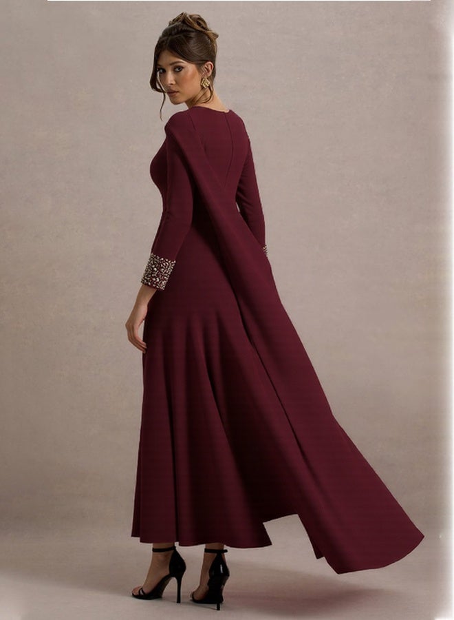 Ladies's dress, formal style, elegant design, asymmetrical pleated style, high-waisted skirt, long set, ankle-length dress, women's casual Eid festival gown  - Image 2
