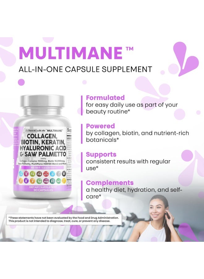 كلين نيوتراسيوتيكالز حبوب كولاجين من كلين نوتراسيوتيكالز 1000 ملغ بيوتين 10000 ميكروغرام كيراتين منشار بالميتو حمض الهيالورونيك - فيتامينات البشرة والاظافر وحاجز دي اتش تي مع فيتامين E وحمض الفوليك وبذور اليقطين MSM - 90 - Image 4