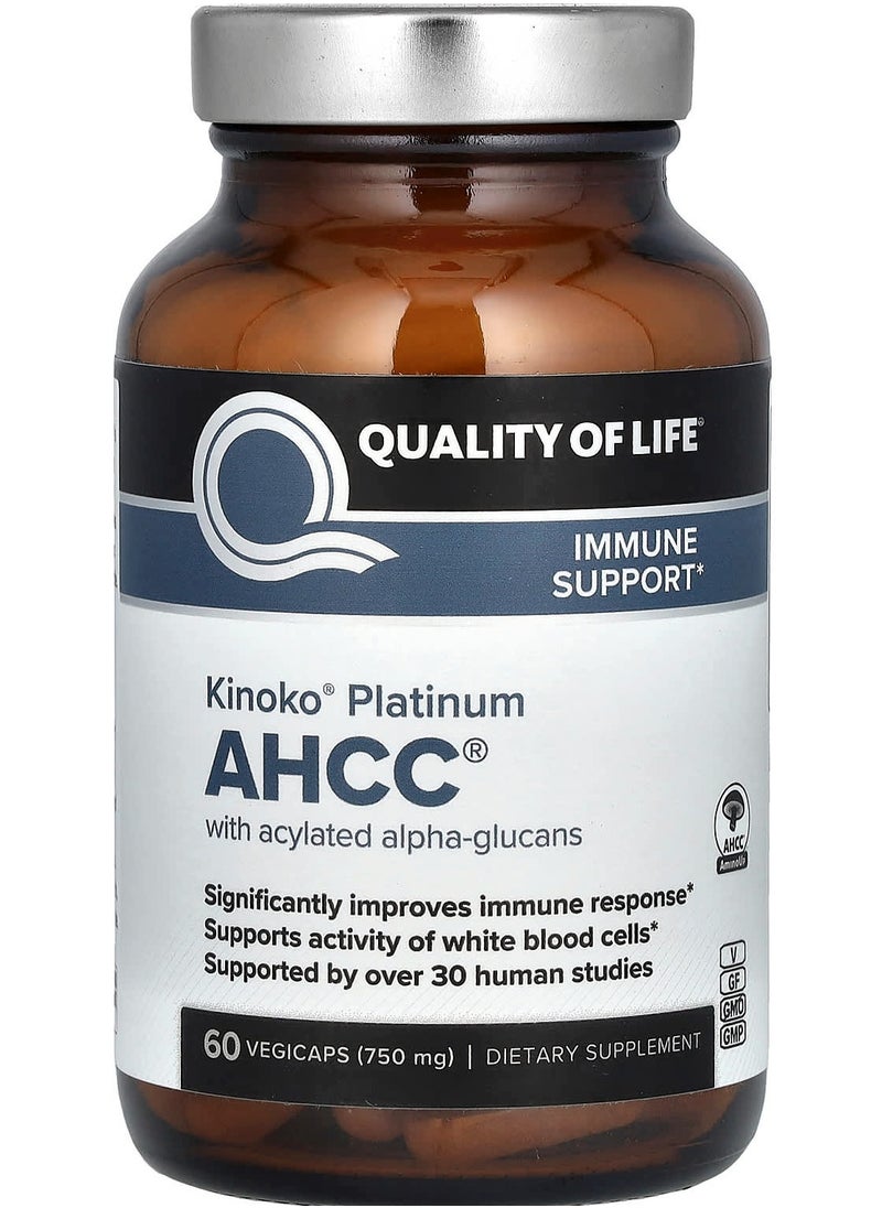 Quality of Life AHCC Immune Support Dietary Supplement - 60 Veggie Capsules 