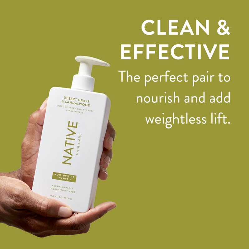 Native Desert Grass & Sandalwood Shampoo and Conditioner Contain Naturally Derived Ingredients | All Hair Types, Color & Treated, Fine to Dry Damaged, Sulfate & Dye Free - 2-Pack - Image 3