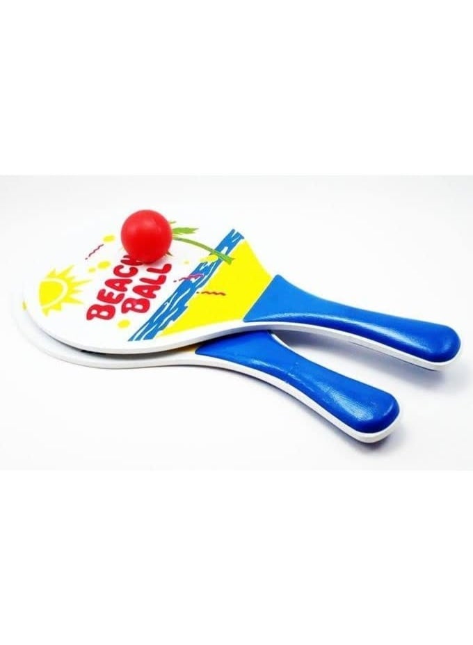 مضارب شاطئ خشبية مع كرة ، مضارب تنس الشاطئ، مضارب حفلات حمام السباحة مثقبة مع كرة، مضارب الشاطئ ، حمام السباحة، حديقة - متعدد الألوان ( قد يختلف اللون والشكل ) - Image 1