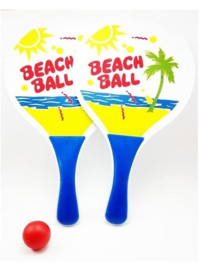 مضارب شاطئ خشبية مع كرة ، مضارب تنس الشاطئ، مضارب حفلات حمام السباحة مثقبة مع كرة، مضارب الشاطئ ، حمام السباحة، حديقة - متعدد الألوان ( قد يختلف اللون والشكل ) - Image 2