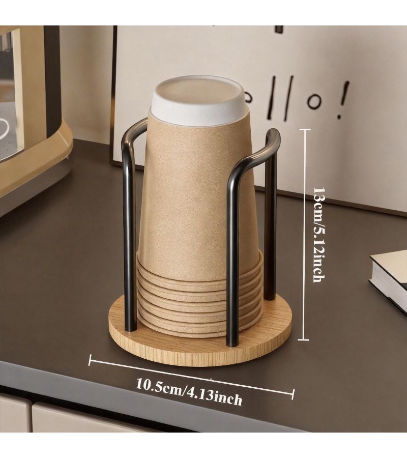 Black Disposable Cup Storage Rack Kitchen Countertop Organizer Dispenser - Image 1