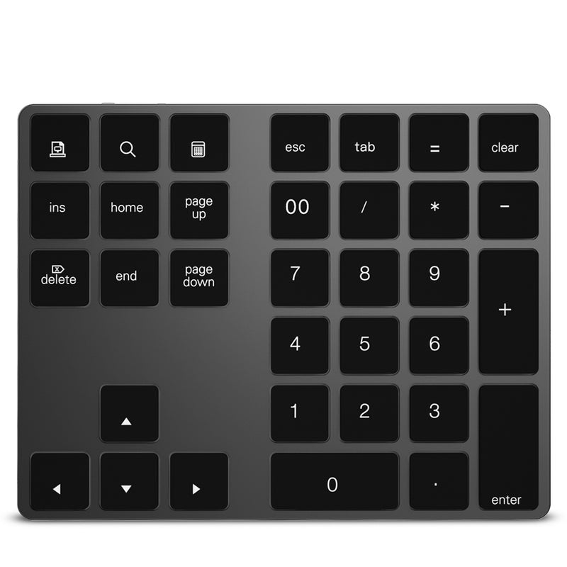 Wireless Numeric Keyboard Aluminium 34 Key BT Keyboard Built-in Rechargeable Battery Keypad for Windows/iOS/Android (Black) - Image 1