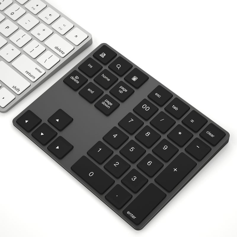 Wireless Numeric Keyboard Aluminium 34 Key BT Keyboard Built-in Rechargeable Battery Keypad for Windows/iOS/Android (Black) - Image 4