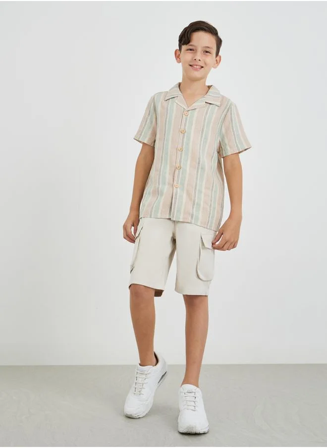 Styli Styli Striped Buttoned Short Sleeve Shirt