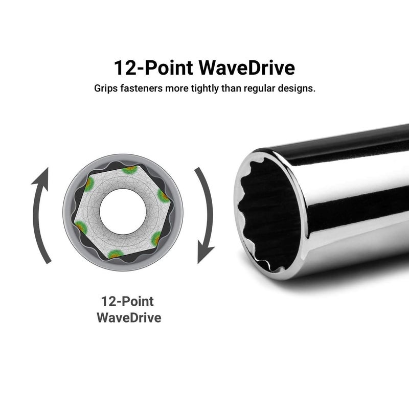 Capri Tools مجموعة مفاتيح صمولة عميقة وضحلة 12 نقطة من كابري تولز بحجم 1/4 بوصة، SAE، من 3/16 إلى 9/16 بوصة، 20 قطعة - Image 4