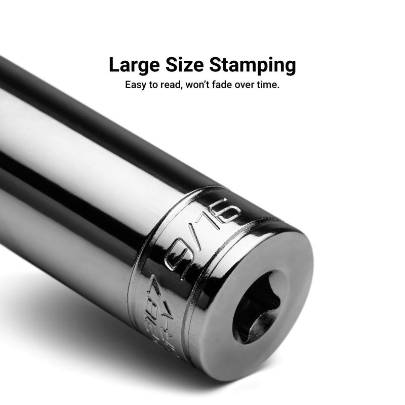 Capri Tools مجموعة مفاتيح صمولة عميقة وضحلة 12 نقطة من كابري تولز بحجم 1/4 بوصة، SAE، من 3/16 إلى 9/16 بوصة، 20 قطعة - Image 5