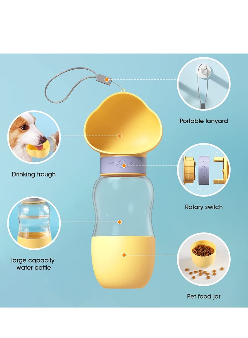 SYOSI Dog Water Bottle Portable Pet Water Bottle with Food Container Leak Proof Puppy Water Dispenser with Feeder for Pets Outdoor Walking Hiking Travel Food Grade Plastic 19oz - Image 3